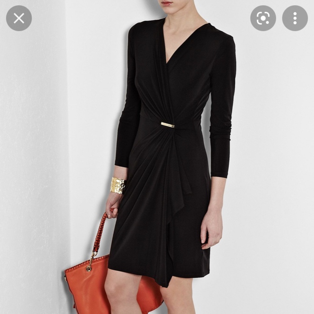 Michael Kors Faux Wrap V-Neck Jersey Dress 2X